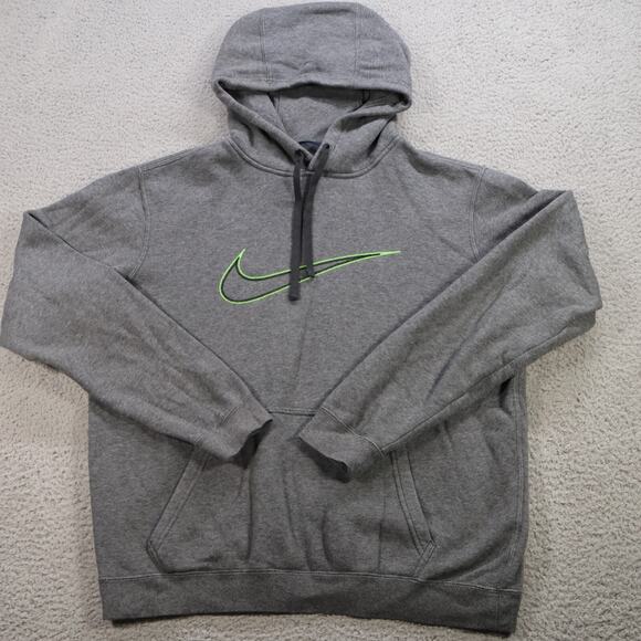 VINTAGE Nike Hoodies Mens Medium Gray Swoosh Logo Sweatshirt Pullover 804656 - Picture 1 of 11